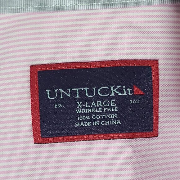 Untuckit Douro Pink Pinstripe Men's L/S XL Button Up Shirt EUC - Picture 3 of 7